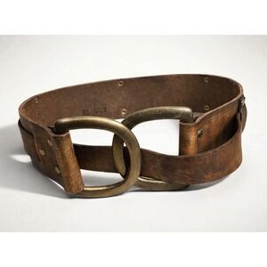 Vintage Rare El Cid by Keller Leather Solid Brass Buckle 3"‎ Heavy Hand Riveted